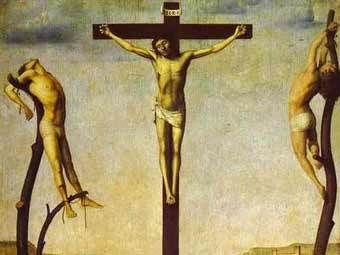 Антонелло да Мессина "Распятие". Фрагмент репродукции с сайта abcgallery.org Антонелло да Мессина "Распятие". Фрагмент репродукции с сайта abcgallery.org
