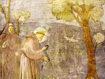 Фреска Джотто "Св. Франциск проповедует птицам". Репродукция с сайта abcgallery.com Фреска Джотто "Св. Франциск проповедует птицам". Репродукция с сайта abcgallery.com