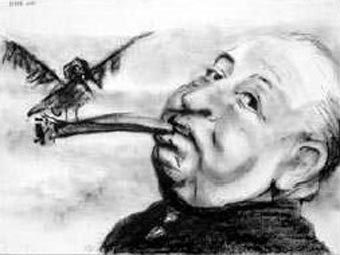 Портрет Альфреда Хичкока работы Ронни Вуда. Иллюстрация с сайта ronniewood.com Портрет Альфреда Хичкока работы Ронни Вуда. Иллюстрация с сайта ronniewood.com