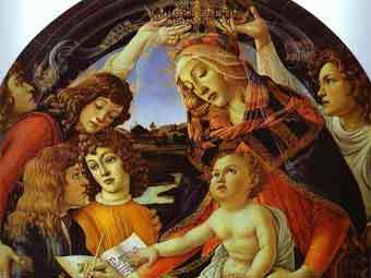 Сандро Боттичелли "Мадонна дель Маньификат". Фрагмент репродукции с сайта abcgallery.com Сандро Боттичелли "Мадонна дель Маньификат". Фрагмент репродукции с сайта abcgallery.com